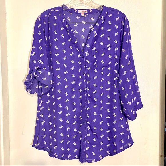 BONGO Tops - Owl 3/4 sleeve blouse